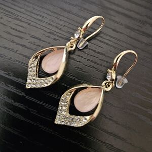 925 Gold and Pink Teardrop Earrings NEW